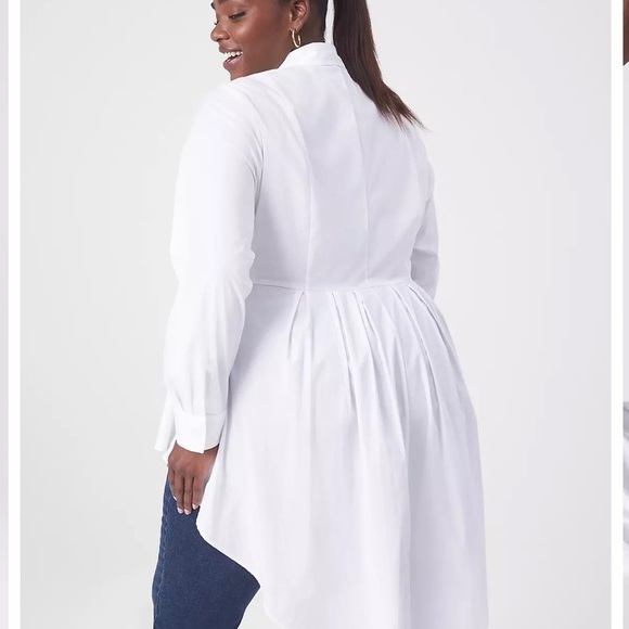 Lane Bryant White Peplum Button-Up Blouse Women’s Size 26 - Picture 3 of 11